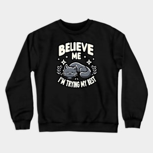 Believe Me I'm Trying My Best Funny Lazy Cat Crewneck Sweatshirt